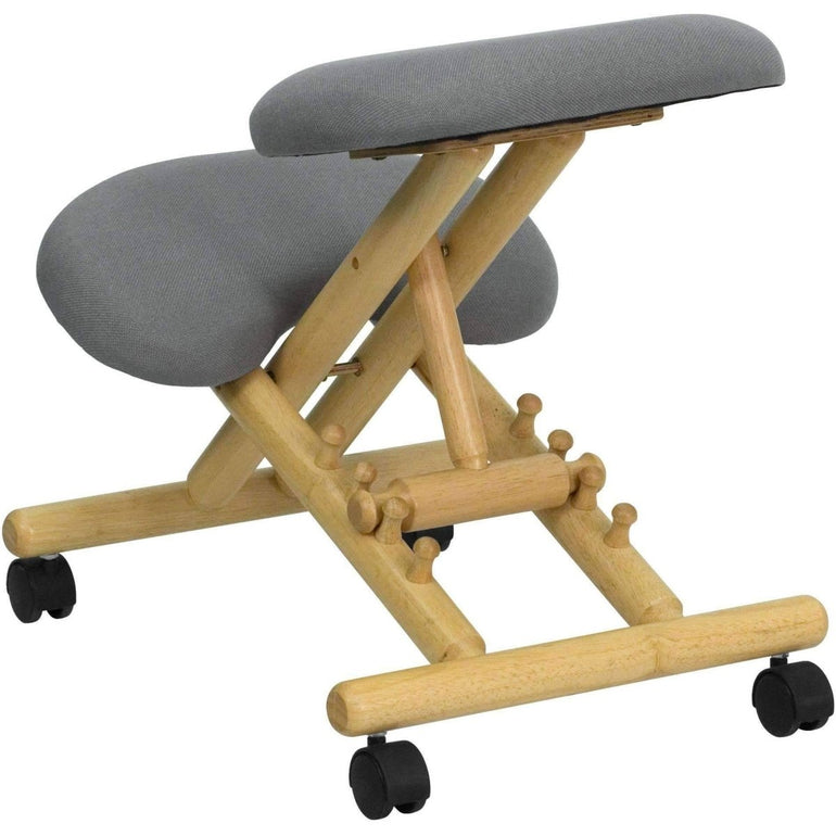 Mobile Wooden Ergonomic Kneeling Chair in Gray - Sit Healthier