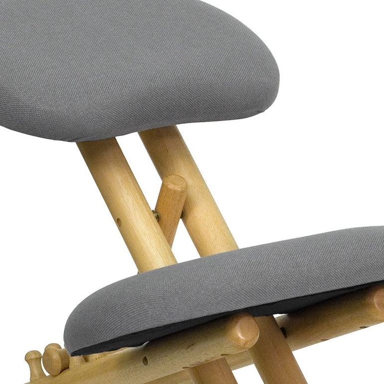 Mobile Wooden Ergonomic Kneeling Chair in Gray - Sit Healthier