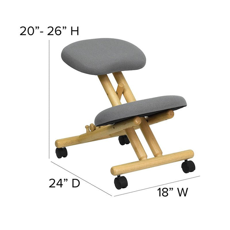 Mobile Wooden Ergonomic Kneeling Chair in Gray - Sit Healthier