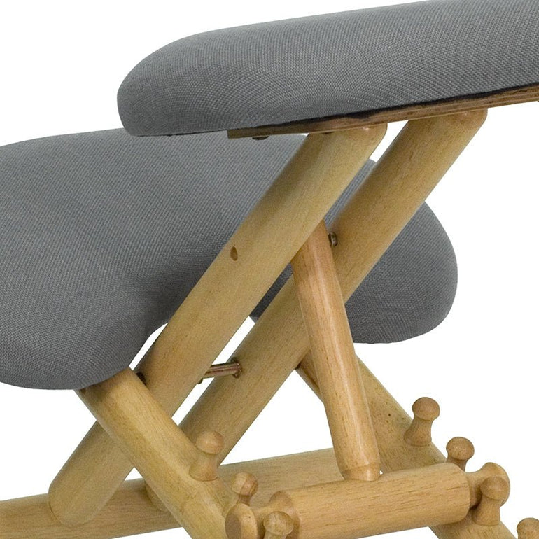 Mobile Wooden Ergonomic Kneeling Chair in Gray - Sit Healthier