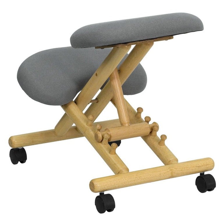 Mobile Wooden Ergonomic Kneeling Chair in Gray - Sit Healthier