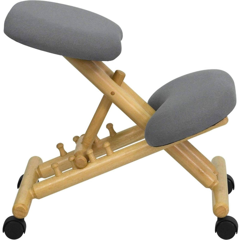 Mobile Wooden Ergonomic Kneeling Chair in Gray - Sit Healthier