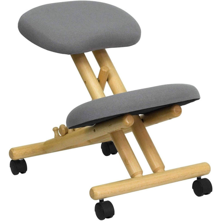 Mobile Wooden Ergonomic Kneeling Chair in Gray - Sit Healthier