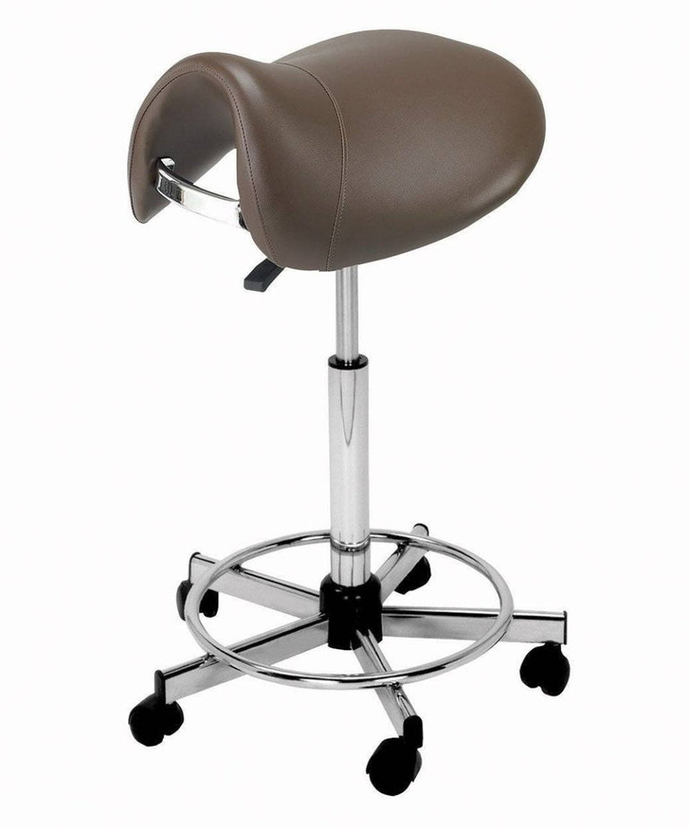 Pneumatic Vinyl-Upholstered Saddle Chair with Footrest - Sit Healthier