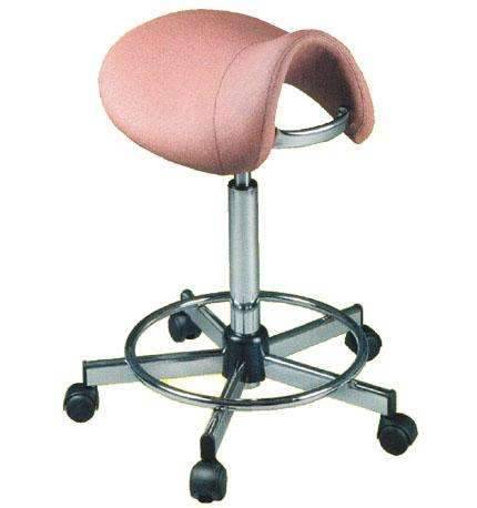 Pneumatic Vinyl-Upholstered Saddle Chair with Footrest - Sit Healthier