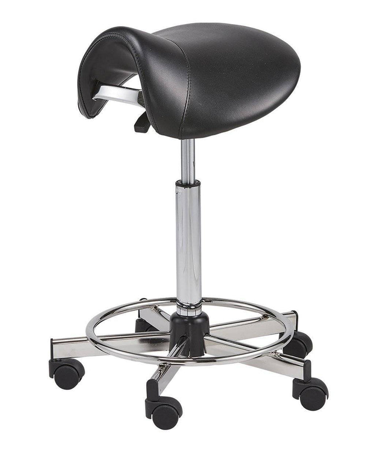 Pneumatic Vinyl-Upholstered Saddle Chair with Footrest | SitHealthier.com