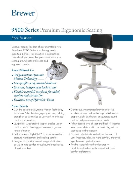 Premium Ergonomic Dental Operator Waterfall-Style Seat Stools US Made - Sit Healthier