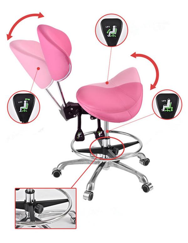 Swivel Saddle Seat Chair With Footrest & Backrest Chair for Medical