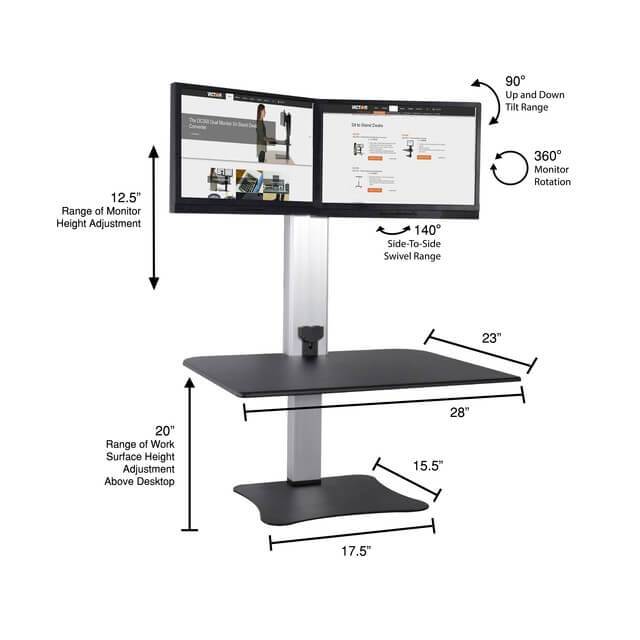 High Rise™ Electric Ergonomic Dual Monitor Standing Desk Converter | SitHealthier