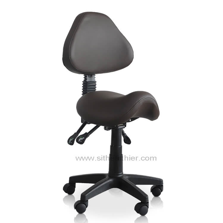 Saddle Shape Stool with Adjustable Back Support and Tilt-able Seat - Sit Healthier