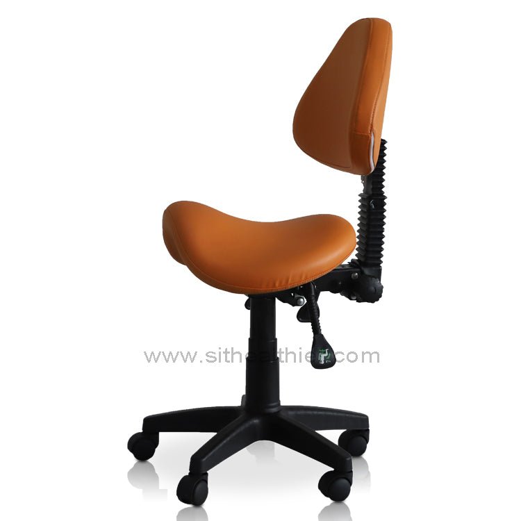 Saddle Shape Stool with Adjustable Back Support and Tilt-able Seat - Sit Healthier