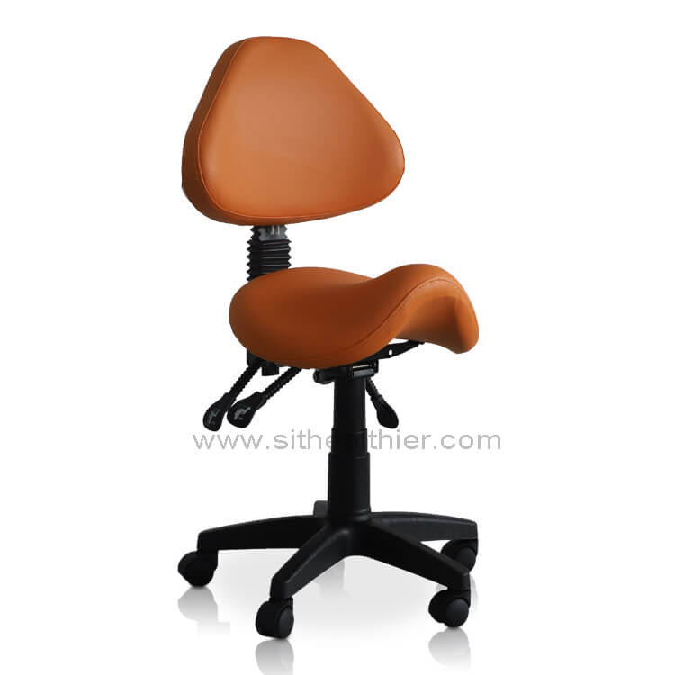 Saddle Shape Stool with Back Support and Tilt-able seat - Sit Healthier