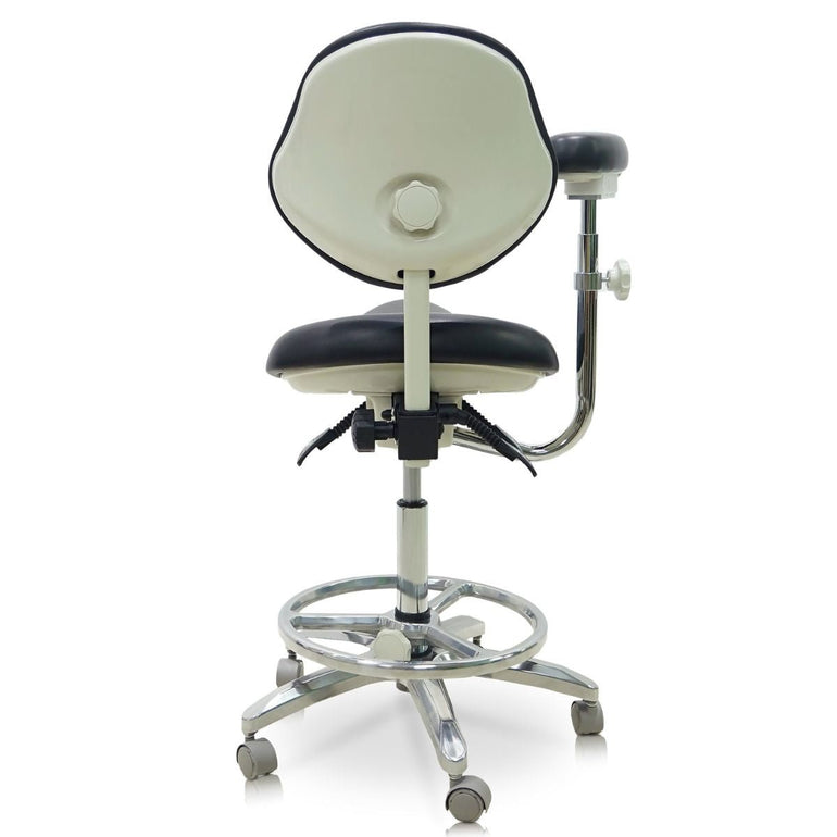 Saddle Style Dental Assistant Stool with Swing Arm and Footrest - Sit Healthier