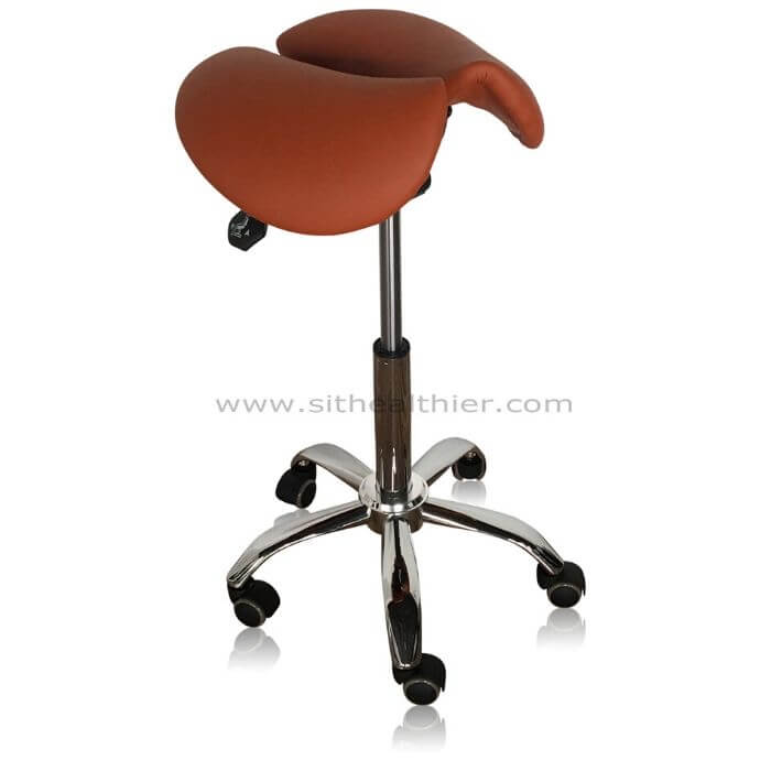 Saddle Style Split Seat Ergonomic Saddle Chair or Stool - ORANGE - Sit Healthier