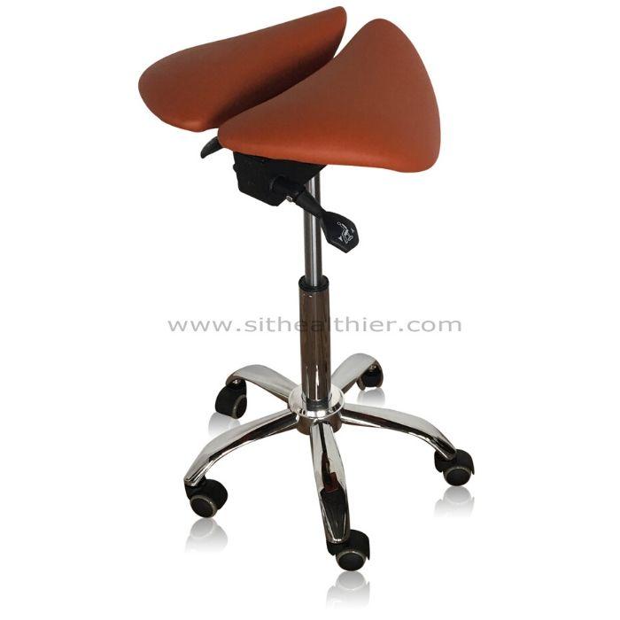 Saddle Style Split Seat Ergonomic Saddle Stool [Brick Orange] - Sit Healthier