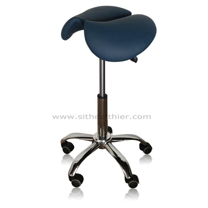 Saddle Style Split Seat Ergonomic Saddle Stool [Queen Blue] - Sit Healthier