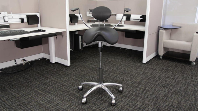 Sit-Stand Saddle Chair with Back Rest for Better Posture - Sit Healthier