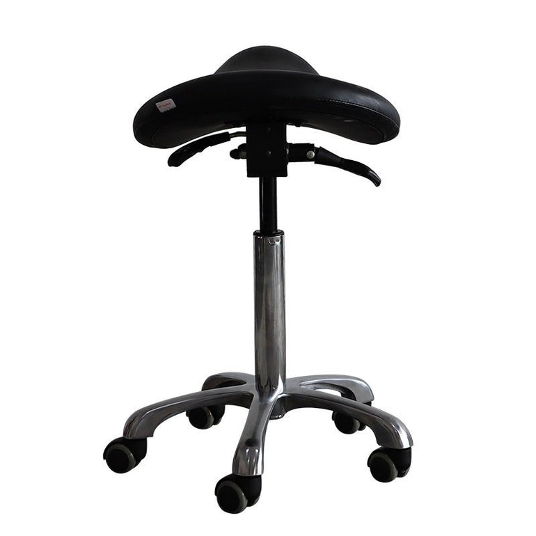 Small Hydraulic Saddle Shape Rolling Stool with Tilt-able Seat – Purple - Sit Healthier