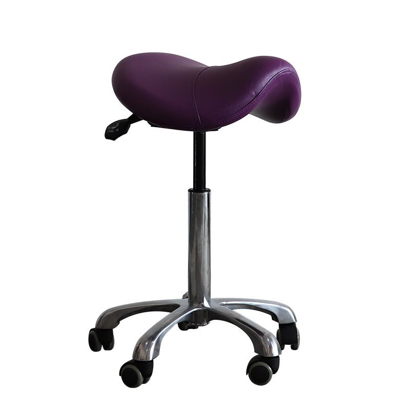 Small Hydraulic Saddle Shape Rolling Stool with Tilt-able Seat – Purple - Sit Healthier