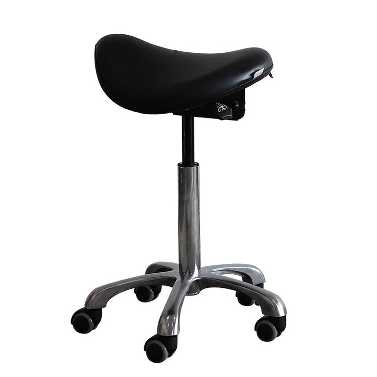 Small Hydraulic Saddle Shape Rolling Stool with Tilt-able Seat – Purple - Sit Healthier