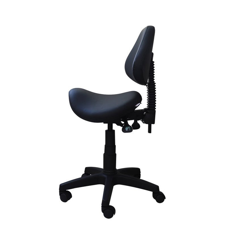Small Saddle Shape Stool with Adjustable Back Support - Sit Healthier