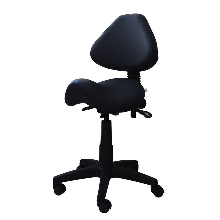 Small Saddle Shape Stool with Adjustable Back Support - Sit Healthier