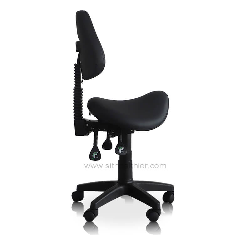 Small Saddle Shape Stool with Adjustable Back Support - Sit Healthier