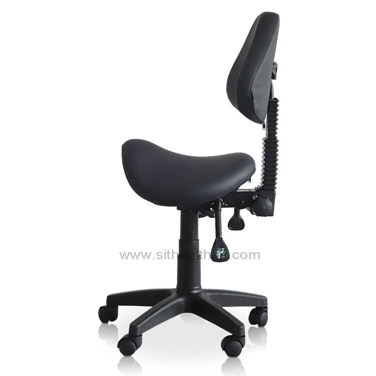 Small Saddle Shape Stool with Adjustable Back Support - Sit Healthier