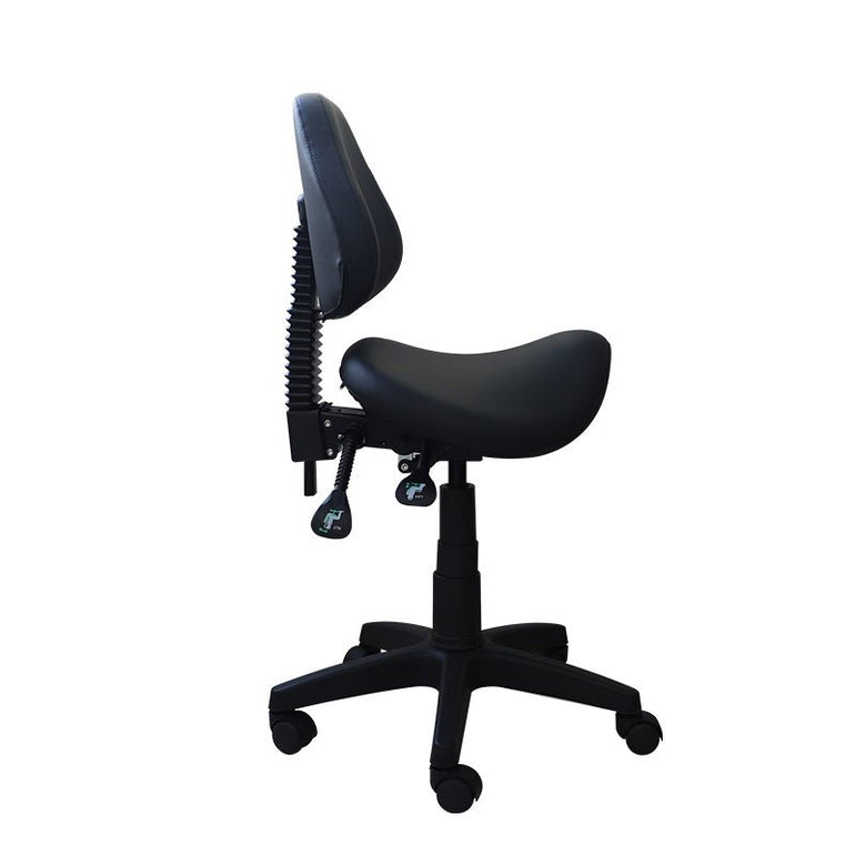 Small Saddle Shape Stool with Adjustable Back Support - Sit Healthier