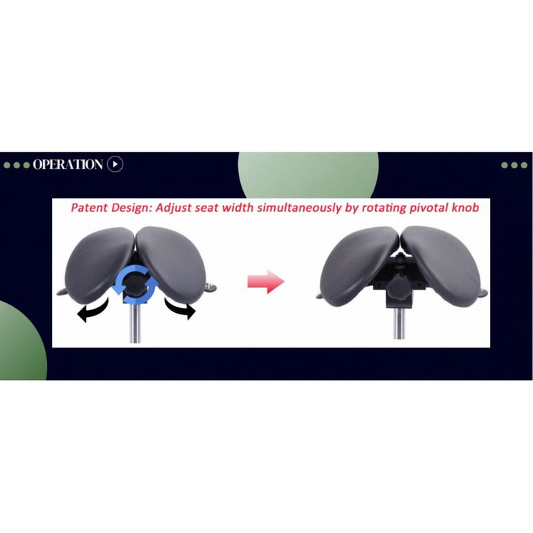 Small USA Patented Twin Tiltable Saddle Stool with Adjustable Backrest and Seat Width - Sit Healthier