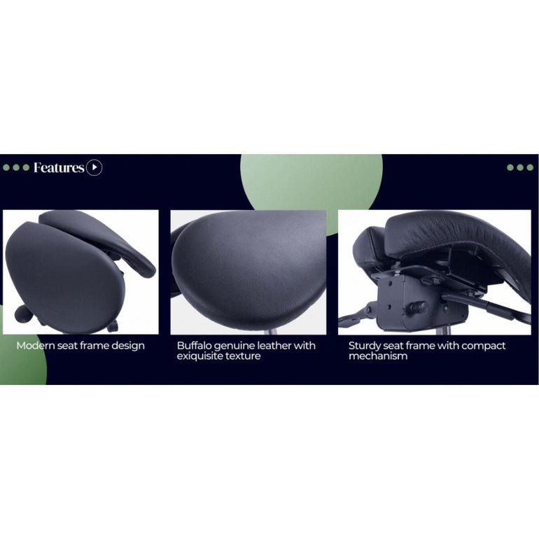 Small USA Patented Twin Tiltable Saddle Stool with Adjustable Backrest and Seat Width - Sit Healthier