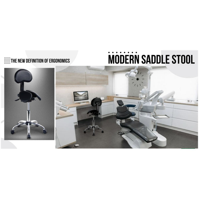 Small USA Patented Twin Tiltable Saddle Stool with Adjustable Backrest and Seat Width - Sit Healthier