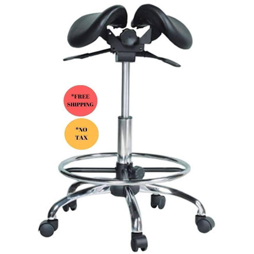 USA Patented Twin Adjustable Saddle Stool with FootRing by Kanewell - Sit Healthier