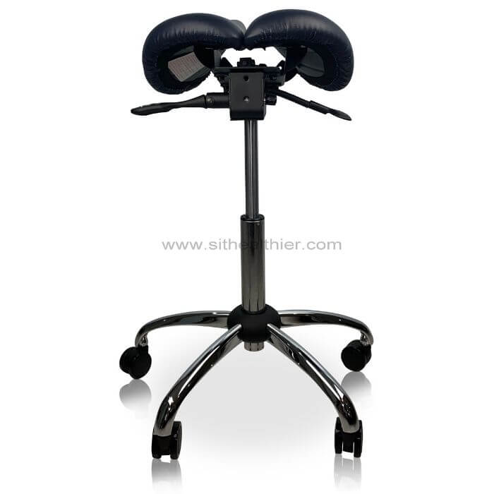 USA Patented Twin Tiltable Saddle Stool with Adjustable Seat Width and Center Gap [GENUINE LEATHER] - Sit Healthier