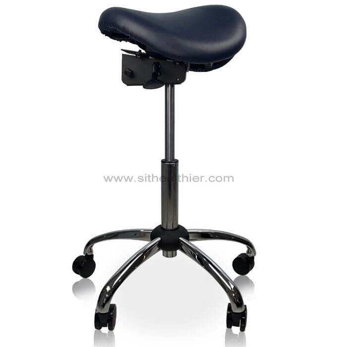 USA Patented Twin Tiltable Saddle Stool with Adjustable Seat Width and Center Gap [GENUINE LEATHER] - Sit Healthier