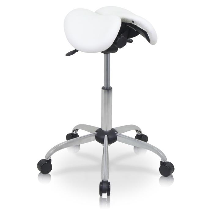 USA Patented Twin Tiltable Saddle Stool with Adjustable Seat Width and Center Gap [GENUINE LEATHER] - Sit Healthier