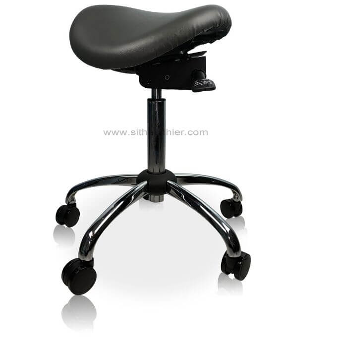 USA Patented Twin Tiltable Saddle Stool with Adjustable Seat Width and Center Gap [GENUINE LEATHER] - Sit Healthier