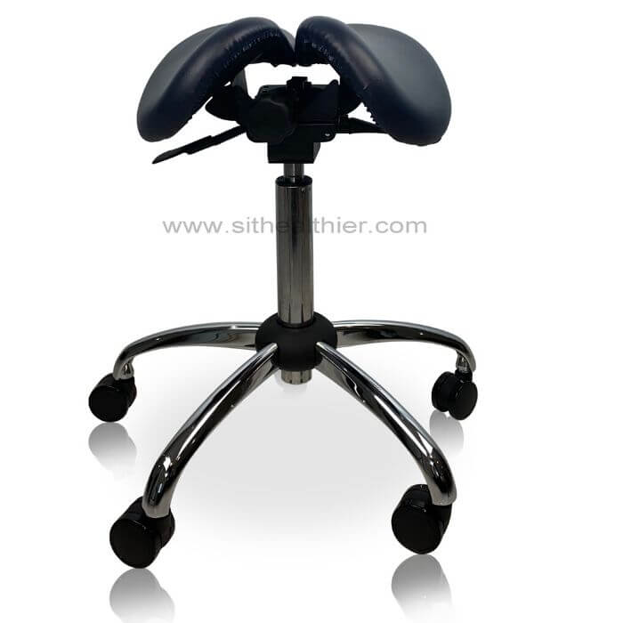 USA Patented Twin Tiltable Saddle Stool with Adjustable Seat Width and Center Gap [GENUINE LEATHER] - Sit Healthier