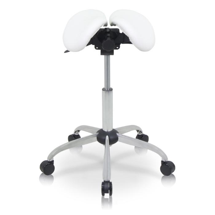 USA Patented Twin Tiltable Saddle Stool with Adjustable Seat Width and Center Gap [GENUINE LEATHER] - Sit Healthier