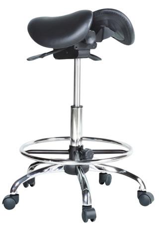 USA Patented Twin Tiltable Saddle Stool with Adjustable Seat Width and Center Gap [GENUINE LEATHER] - Sit Healthier