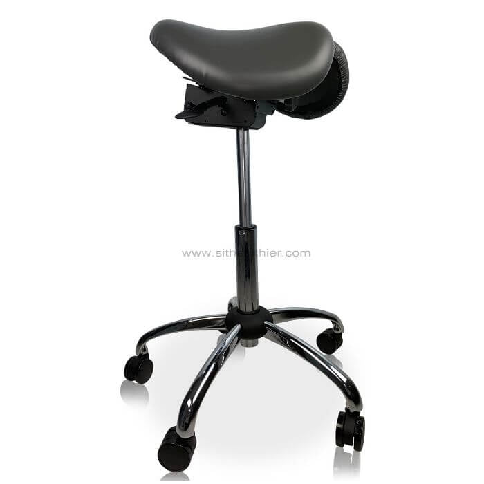 USA Patented Twin Tiltable Saddle Stool with Adjustable Seat Width and Center Gap [GENUINE LEATHER] - Sit Healthier